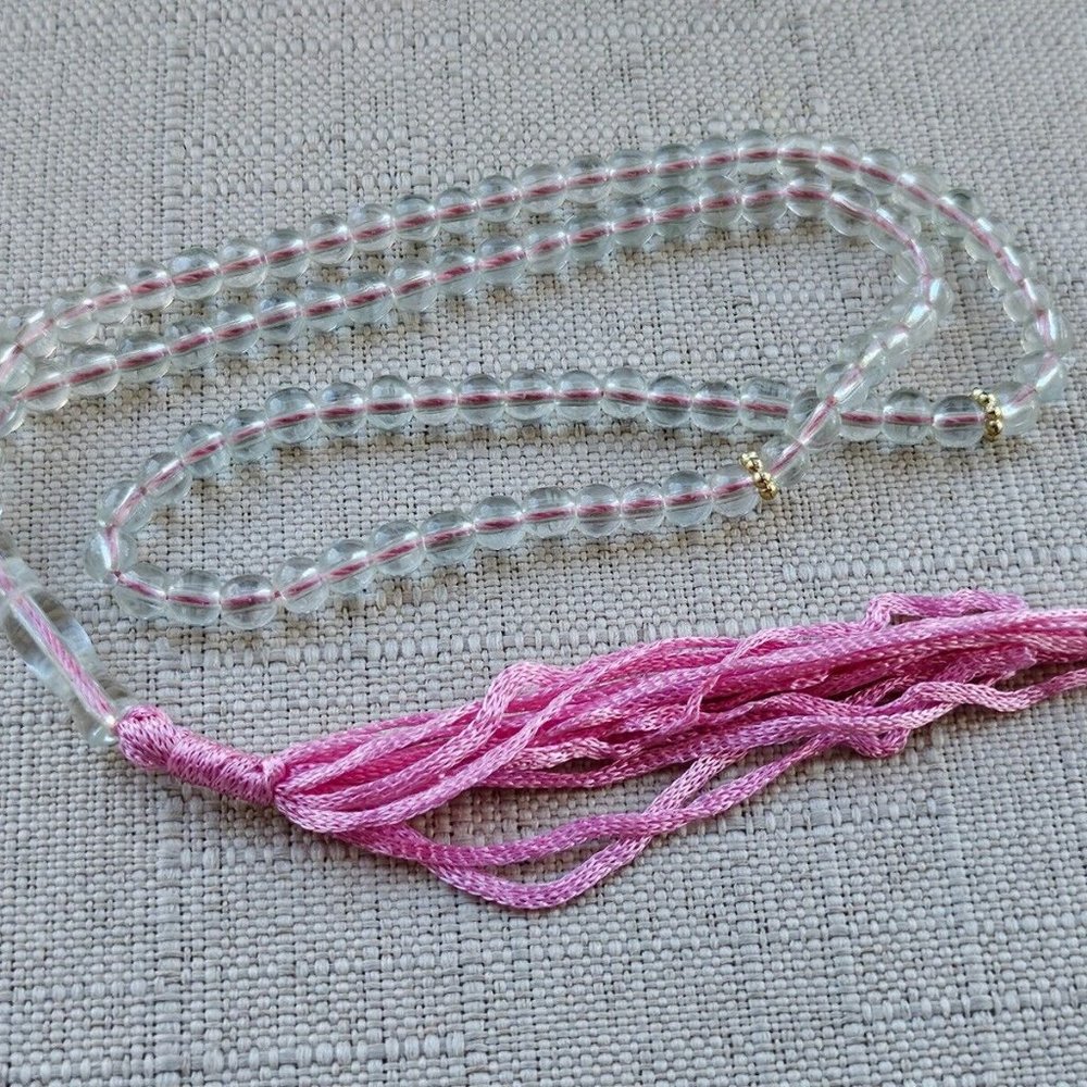 Prayer Beads Clear Plastic Beads Pink Thread Religious Tasbeeh Pray Beads